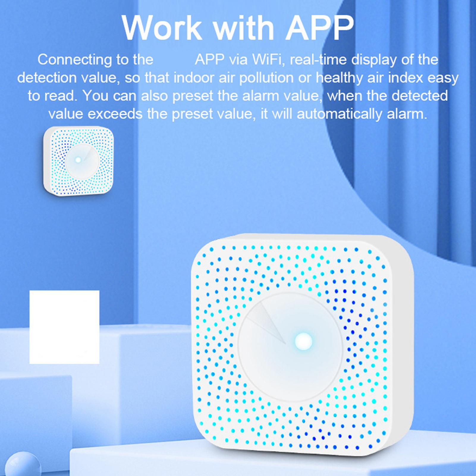 

Tuya WiFi Интеллектуальный монитор качества воздуха 6 в 1 Очиститель воздуха PM2.5 Формальдегид ЛОС CO2 Температура Влажность белый