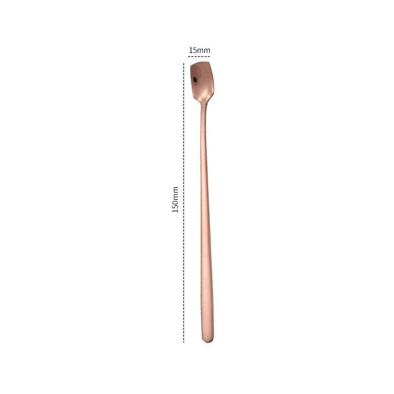 304 Stainless Steel Square Coffee Spoons Tea Milk Cocktail Stirring Spoon Long Handle Ice Cream Dessert Spoons Kitchen Barware