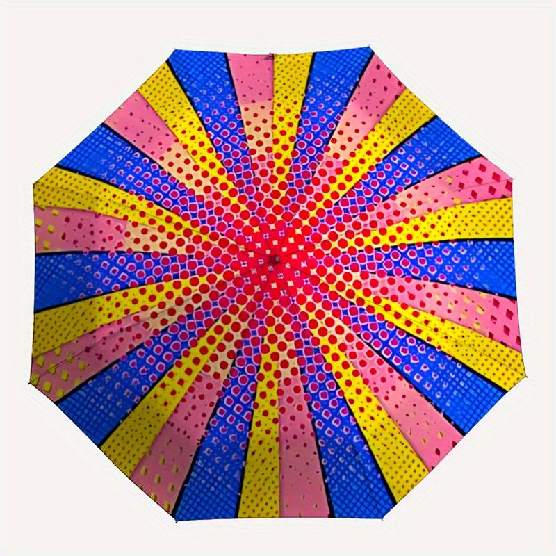 

1pc Colorful Wheel Pattern Automatic Open/Close Umbrella, Umbrella with cartoon Design, Portable Compact Umbrella for Men & Women, Good Holi