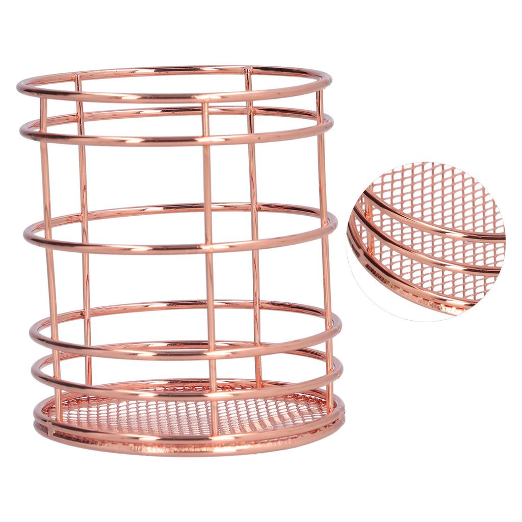 Round Hollow Chopstick Cage Multifunctional Desktop Pen Holder Organizer for Home KitchenRose Gold