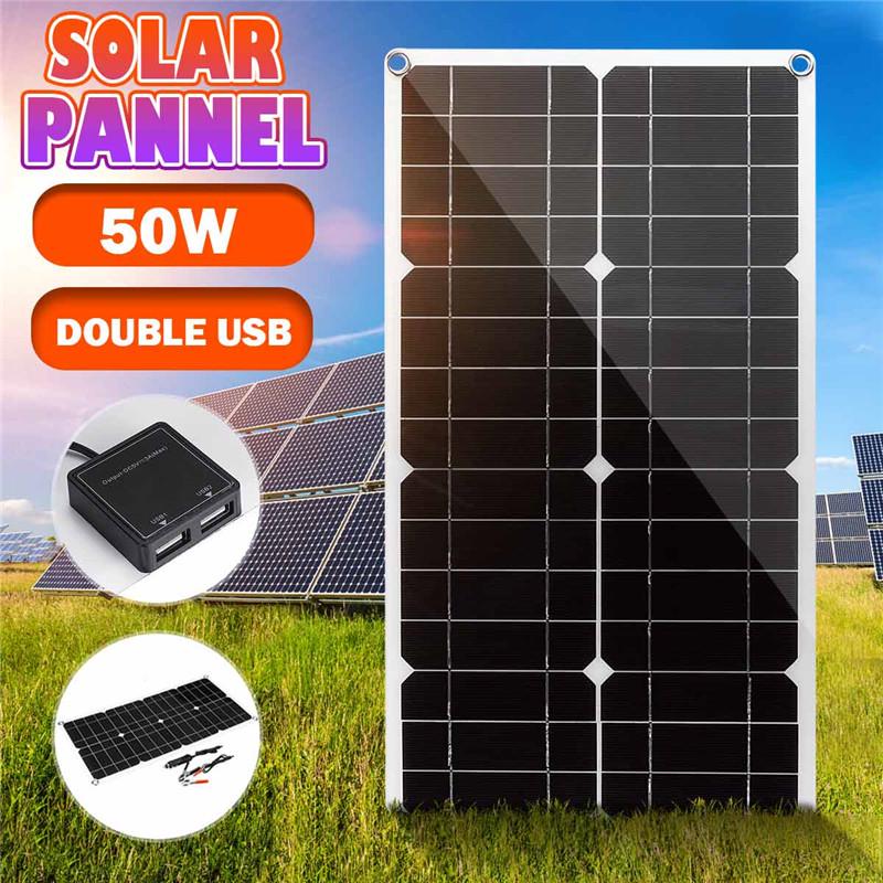 50W Foldable Solar Panel Monocrystalline Dual USB For Phone Camping Travelling A 50W Foldable Solar Panel Monocrystalline Dual USB For Phone Camping Travelling A