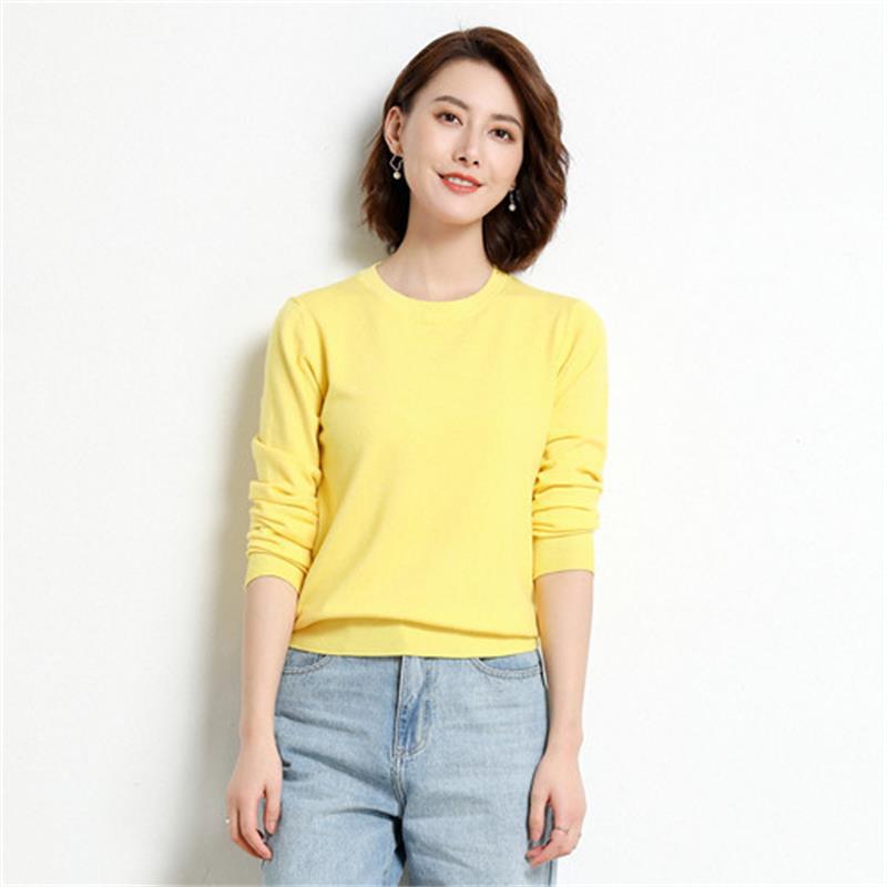 Women's Fashion Casual Solid Color Print Plus Size Autumn Winter Long Sleeve O-Neck Sweaters