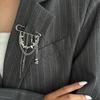 Creative Beaded Heart Shaped Tassel Metal Brooches Adjusting The Pant Legs Belt Safety Pin Versatile Clothing