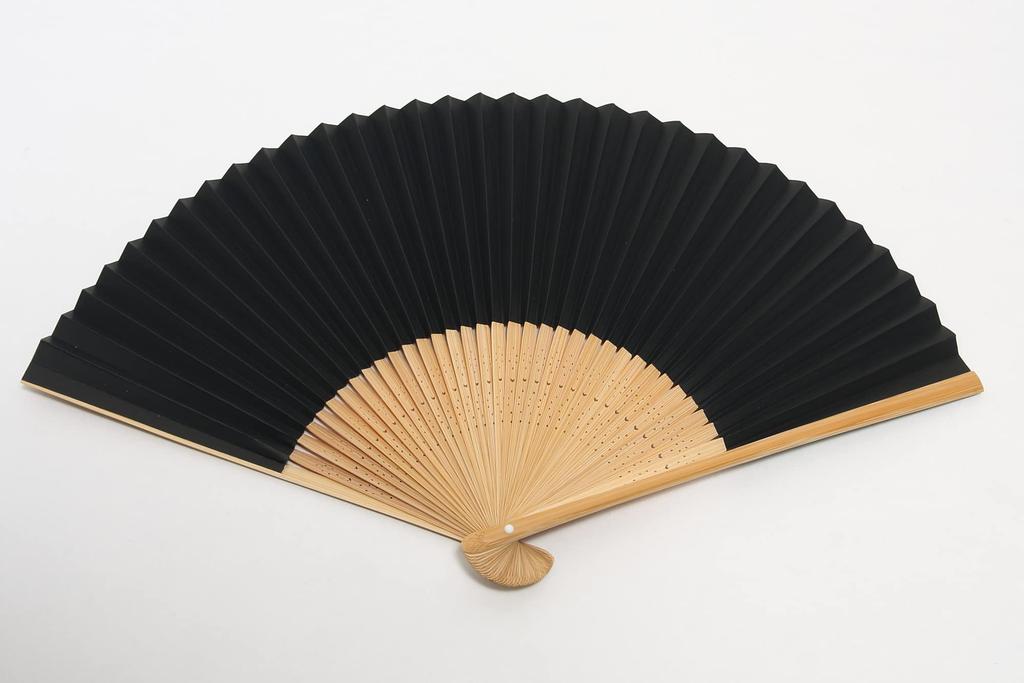handcrafted by a Kyoto with fan case and paper box [Hasegawa] Men's Kyoto-style fan, artisan, (wave pattern, black)