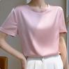 Damen Kurzarm Imitation Seide V-Ausschnitt T-Shirt - Weißes Satin Unterhemd Frühling/Sommer Top