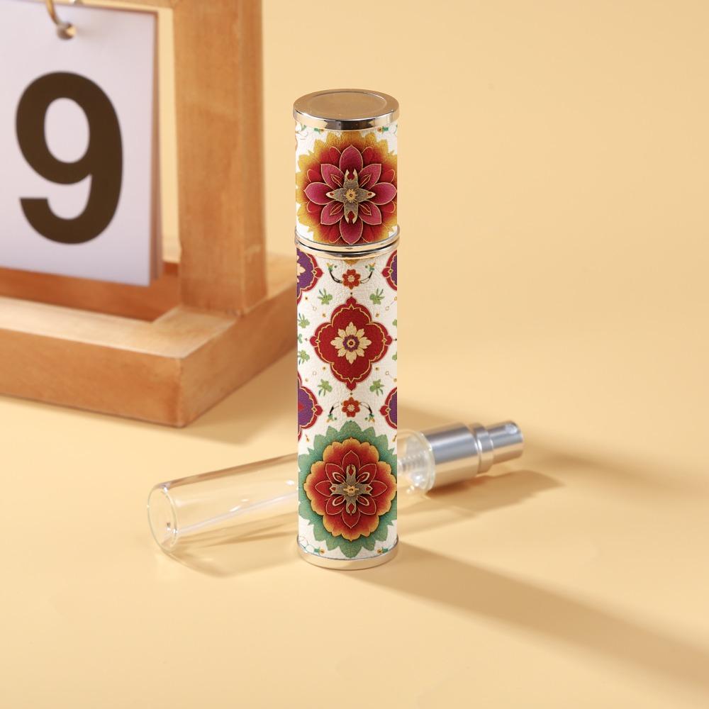 10ml Mini Perfume Bottle PU Leather Essential Oil Alcohol Spray Rotating Bottle Refillable Spray Atomizer Bottle
