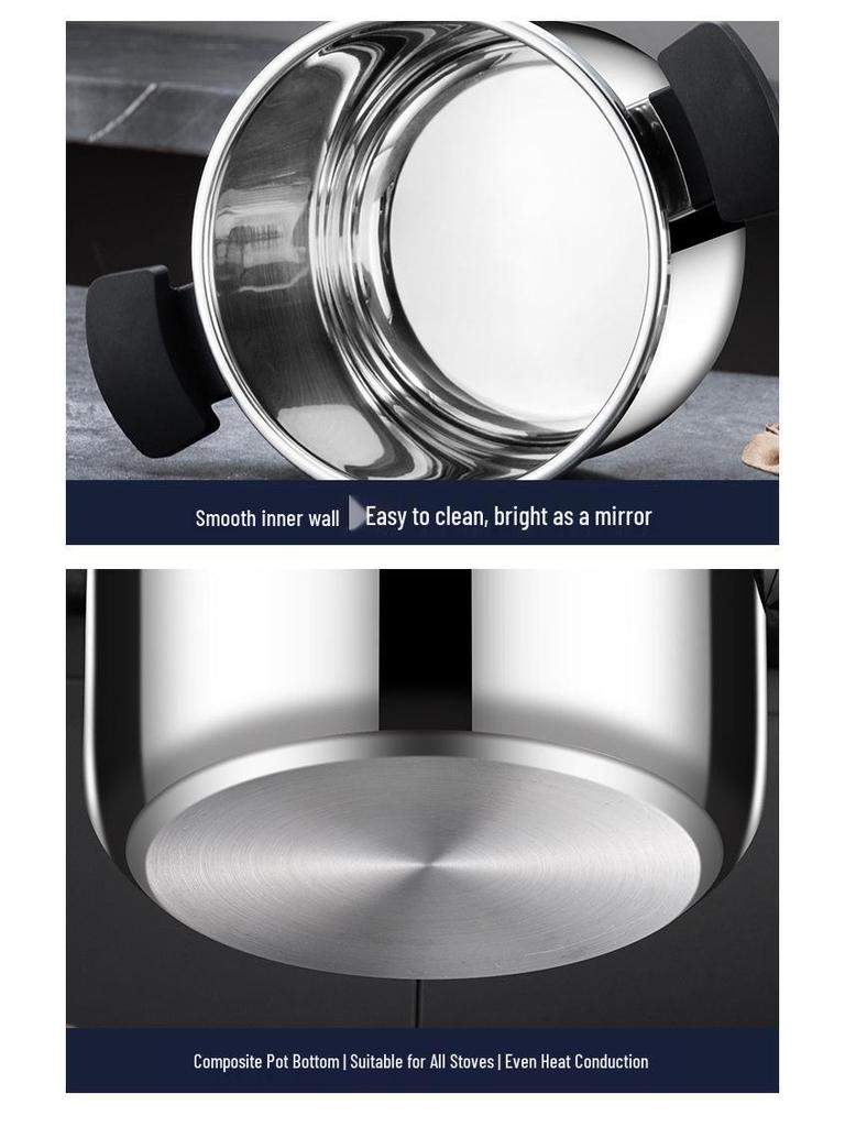 304 Stainless Steel Household Pressure Cooker, Explosion-Proof, Compatible with Induction & Gas Stoves, 4L & 6L, Serves 3-4 People
