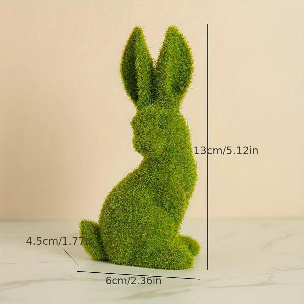 

Easter Rabbit Garden Decoration Statue Flocking Moss Animal Decorative Figurine Indoor Outdoor Home Kitchen Shelf Desk Ornament