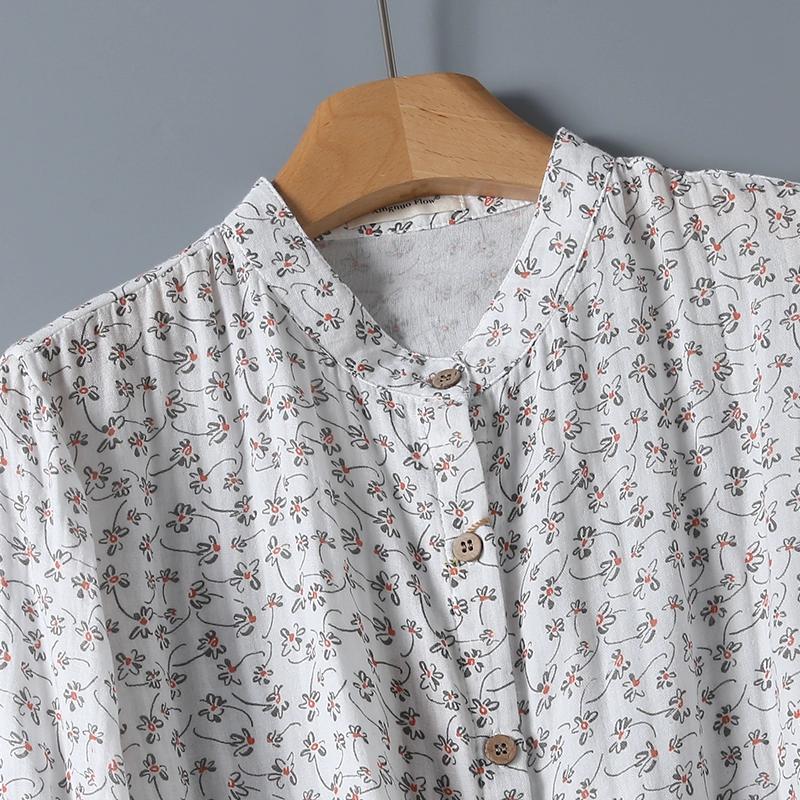 8 Colors Lamtrip-Retro Floral Cotton Yarn Long Sleeve Single Breasted  Robe Casual  Soft House Dress