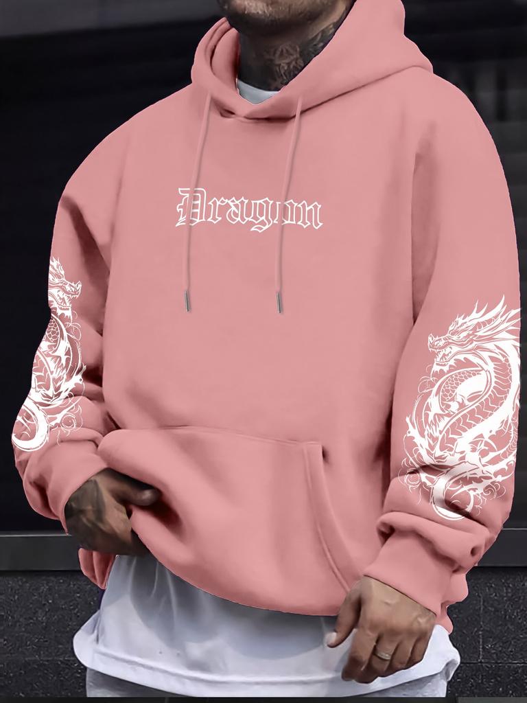 New spring and autumn printed men's drawstring sweatshirt with kangaroo bag hooded pullover sweatshirt