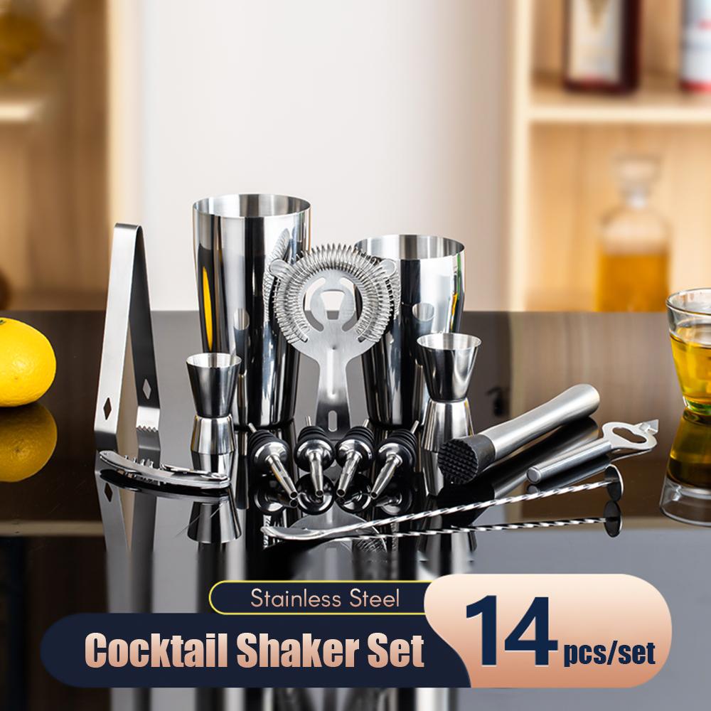 Kit da Barman, Set Shaker per Cocktail da 15 Pezzi, Set di Attrezzi da Bar, per Mojito, , Margarita, Whiskey con Frantoio per Ghiaccio, Pinze