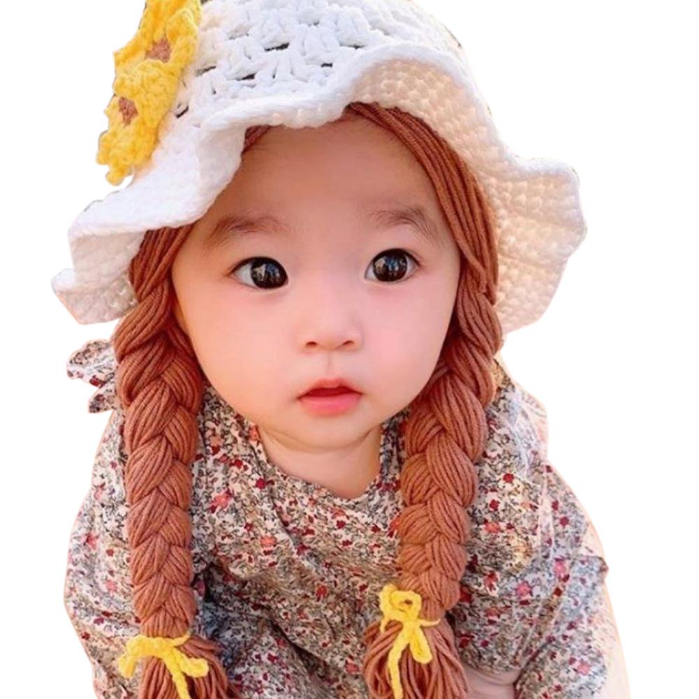 Kids Girl Cap Simulate Braid Ear Protection Hat For 1-6 Y  Infants Toddler