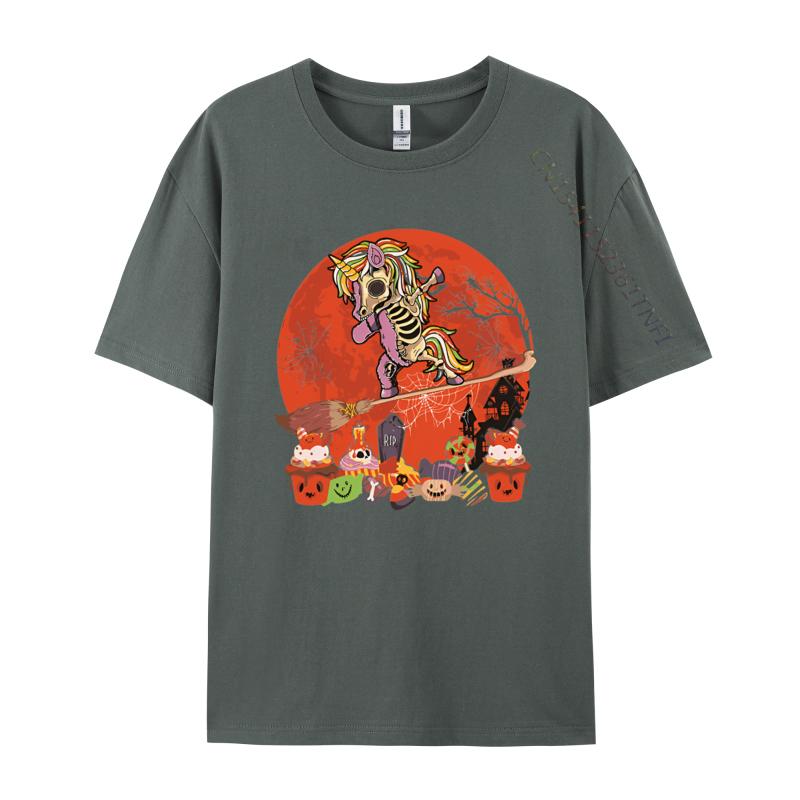 Halloween Unicorn Costume Skeleton Tshirt Pure Cotton High Street Tops T Shirt Casual Tee Shirts Man