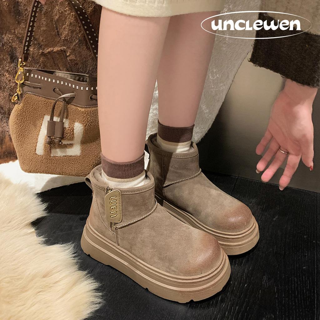 Snow boots cotton shoes 2025 winter new velvet thickened northeast thick-soled non-slip zipper women's boots flat-soled short boots