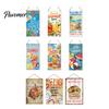 Farmhouse Wall Art Summer Wooden Hanging Sign, Welcome Sign Front Door Decor with Party Supplies Rope, Colorful Hanger for Seasonal Beach House Ready