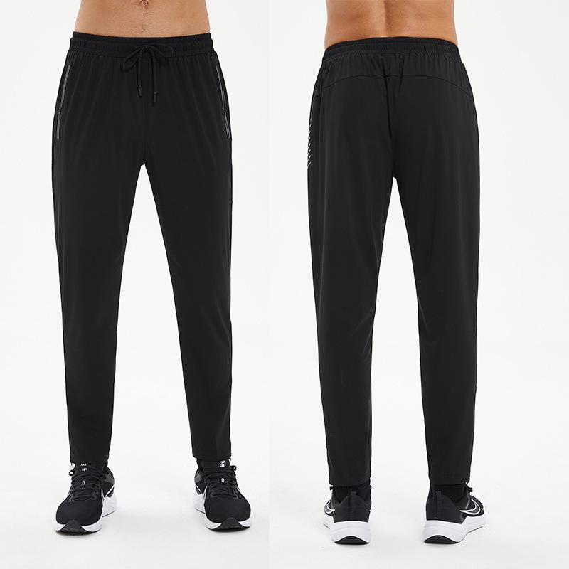 2024 Men's Quick-Dry Sports Pants: Casual, Zippered, Straight Leg for Running & Fitness