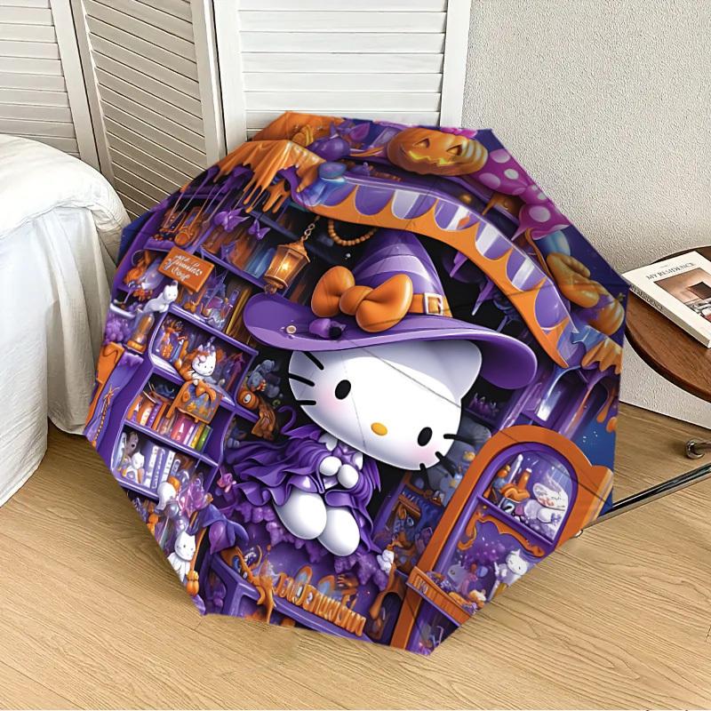 

1pc Halloween Hello Kitty Automatic Folding Umbrella] Durable Iron Frame & Rod, Portable Folding, Makes a Great Holiday Gift yy251016241