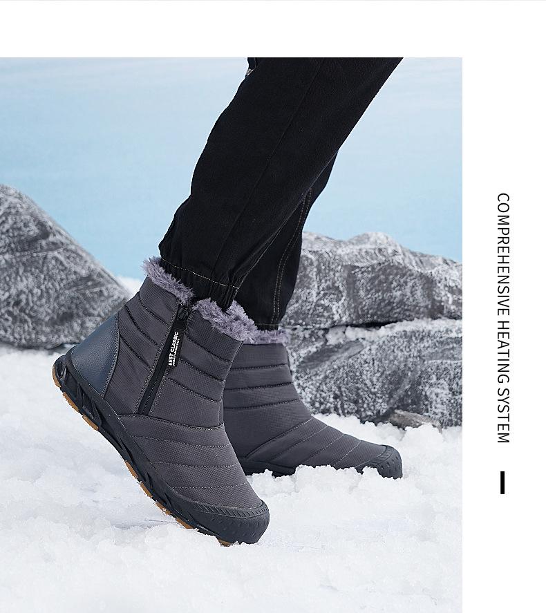 Unisex Mid-Top Waterproof Winter Snow Boots with Anti-Slip Sole and Plush Lining