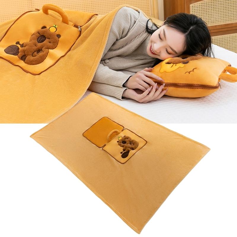 Capybaras Pillow Quilts Double-use Cushions Spring and Summer Office Naping Pillow Gift Cushions Folding Air Conditioning
