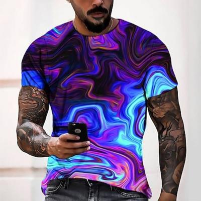Men's Graphic Sleeve T Shirt 3D Print Round Neck Shirt Fashion Cool Designer Casual Daily Weekend Blue Summer Clothing Apparel Normal