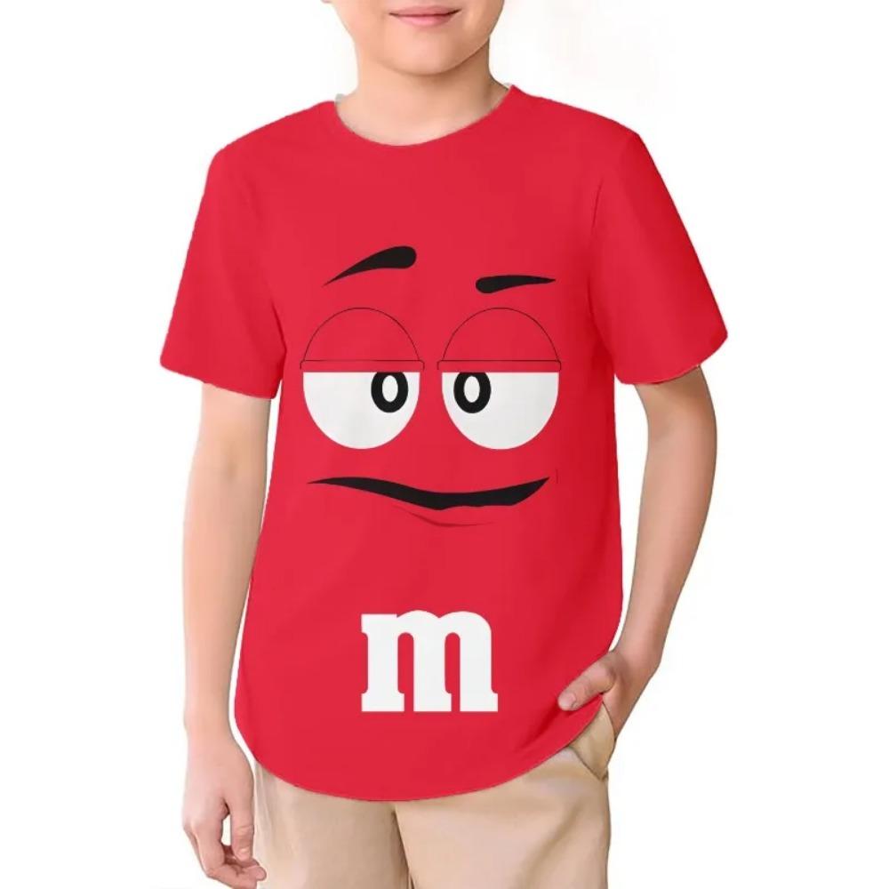 M&M Chocolate Bean Children's 3D Printed kids T-shirt Summer Innovative Fun Casual Soft Sleeves Sports Fashion High Quality Tees Boy girl clothes Tops