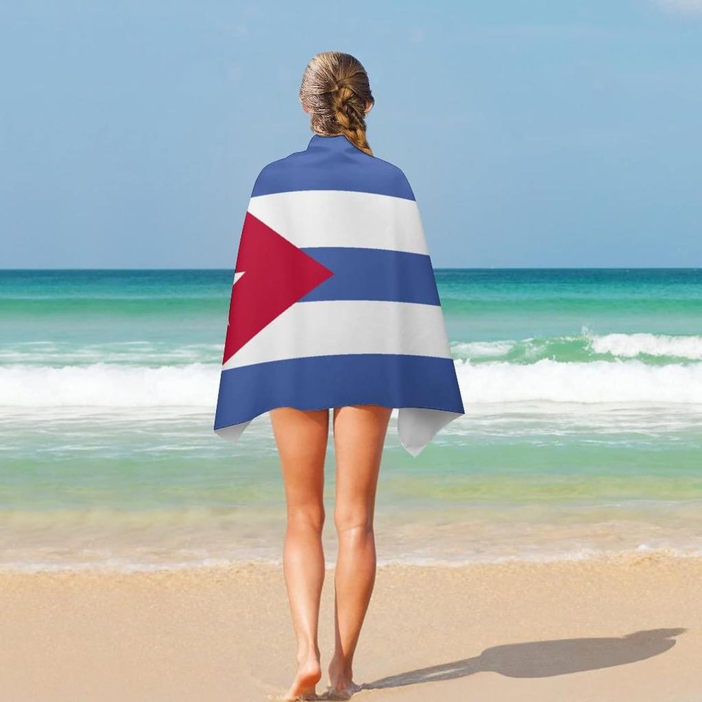 Cuban Flag Beach Towel,Oversized Super Soft Ultra Thin Absorbent Beach Towels for Travel,Quick Dry Double-Faced Pile Towel for Men