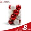 16-Piece Red & White Pearlescent Christmas Ball Ornament Set - Decorative Electroplated Plastic Balls
