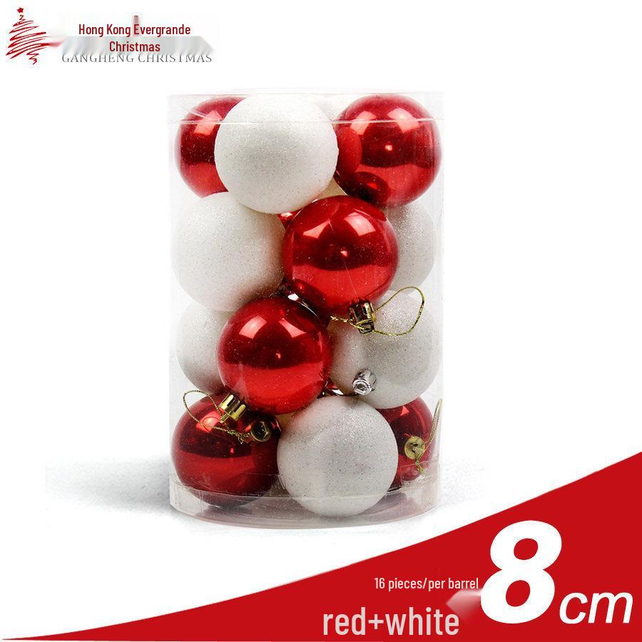 16-Piece Red & White Pearlescent Christmas Ball Ornament Set - Decorative Electroplated Plastic Balls