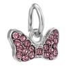 New Silver Plated Pink Diamond Butterfly Alloy Large Hole Charm Beads For DIY Bracelet Necklace Jewelry Accessories Gift