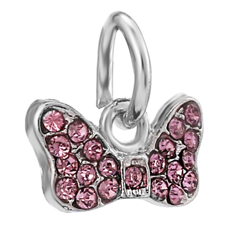 New Silver Plated Pink Diamond Butterfly Alloy Large Hole Charm Beads For DIY Bracelet Necklace Jewelry Accessories Gift