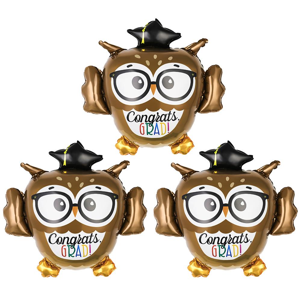 3 Graduation Owls, Graduation Set Aluminum Foil Balloons, Suitable for Graduation Balls, Graduation Parties, Graduation Season, Back-To-School Season Other
