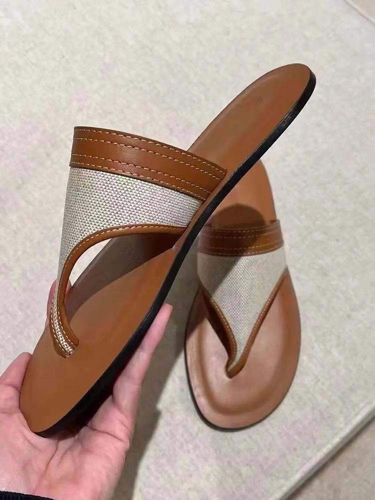 Sheepskin version~ Lazy casual flat-bottomed flip-flops slippers women's new versatile retro vacation beach cool slippers