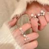 Silver Pearl Zirconia Adjustable Open Ring for Women - Elegant High-End Design