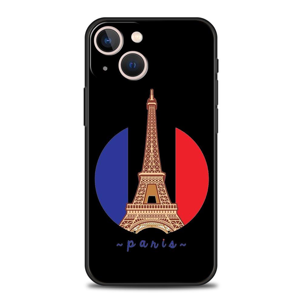 Luxury Phone Case For Apple iPhone 11 15 14 Pro MAX 12 13 7 8 Plus X XR XS MAX SE Silicone Black Cover Funda France flag