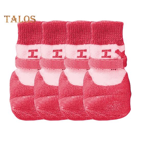 

4 шт. водонепроницаемая обувь для домашних животных противоскользящие ботинки для домашних животных защита лап для прогулок зимняя теплая обувь для собак маленьких средних больших собак S красный