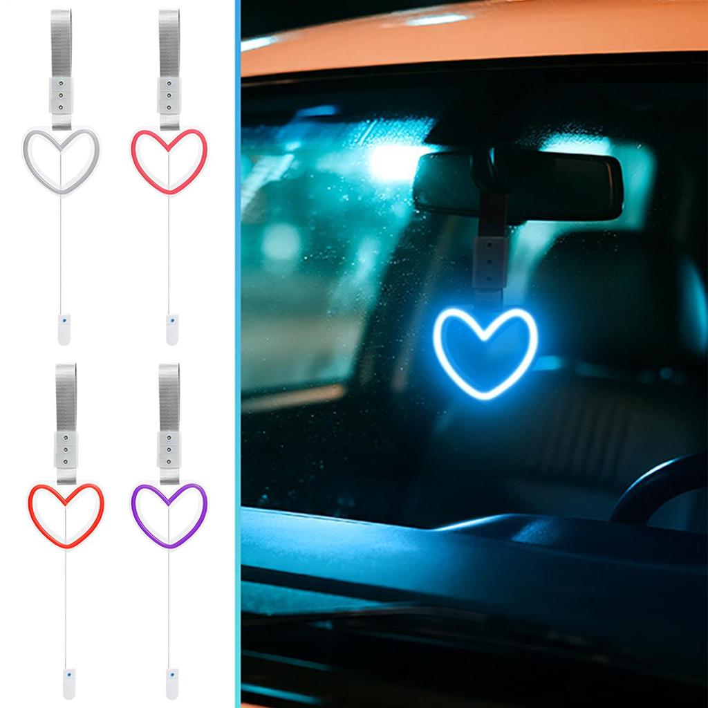LED Ambient Lighting Car Heart Shaped LED Automotive Decoration Heart-Shaped Car Handle Straps for SUV RV Sedan Truck Auto