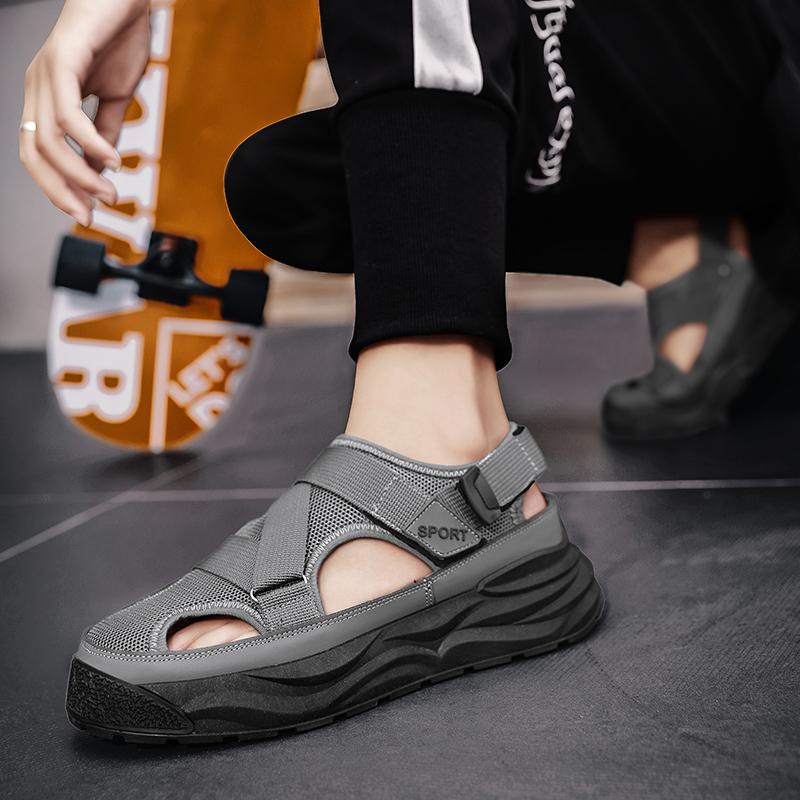 Men's Anti Slip Wear-resistant Fashionable Sports Sandals Thick Soled Breathable Mesh Perforated Shoes Men's Shoes Trendy Shoes