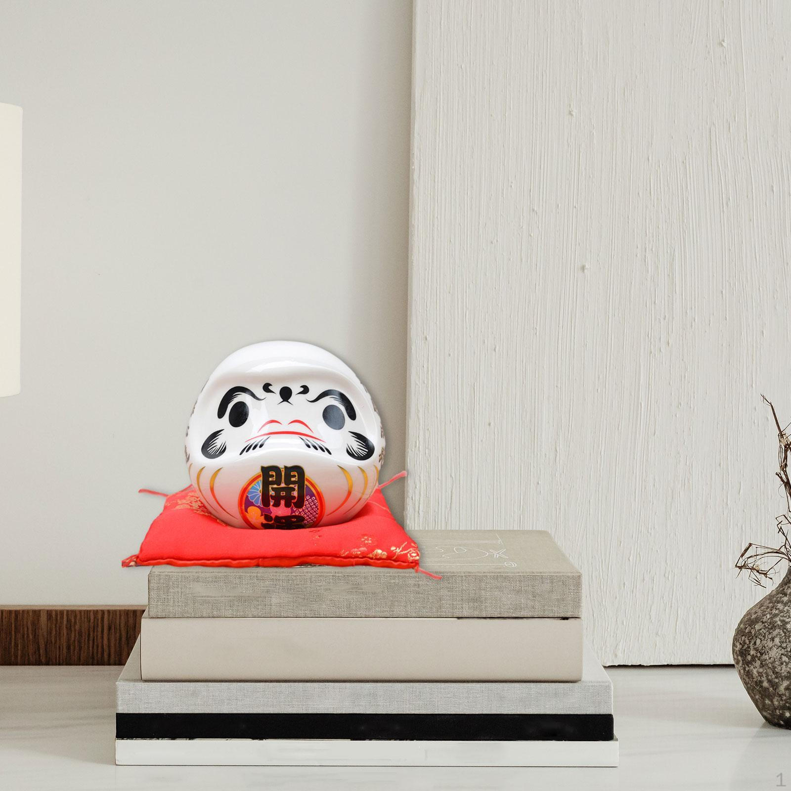 

Daruma Doll Ceramic Ornament Centerpiece Decor Art Gifts Sturdy Multifunctional for Restaurant білий