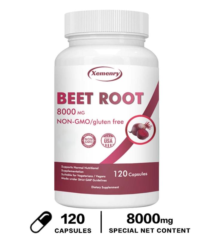 Xemenry Beetroot Dietary Supplement, containing beetroot extract, for digestive health and daily energy support. 120*1