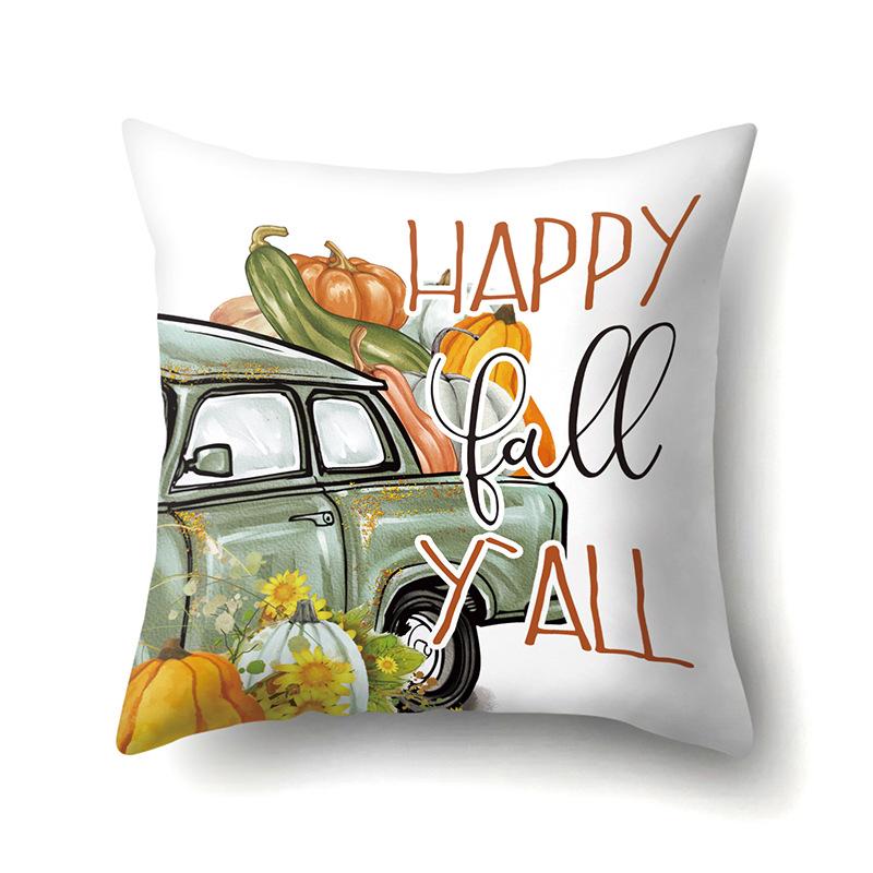 Thanksgiving Pillowcase Blessing Maple Leaf Pumpkin Sofa Cushion Cover Office Home Living Room Pillowcase
