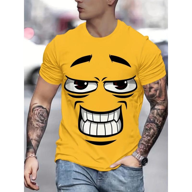 Pánské 3D tričko s potiskem usměvavého obličeje, s krátkým rukávem, ležérní, s kulatým výstřihem, pratelné v pračce, topy, vtipná trička, letní oversized tričko