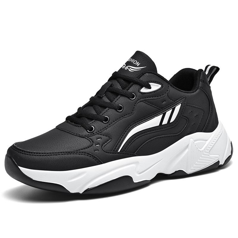 Four seasons leather waterproof sports shoes versatile green running shoes non-slip couple casual shoes autumn and winter