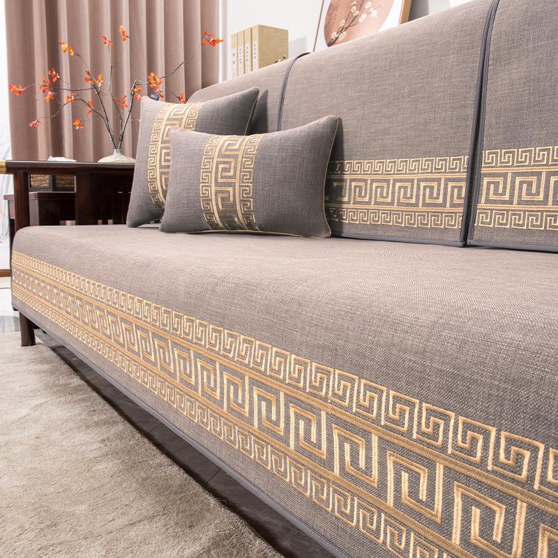 New Chinese Sofa Cushion Non-Slip Sofa Cover Four Seasons Universal Sofa Cover Cover Embroidery Cushion