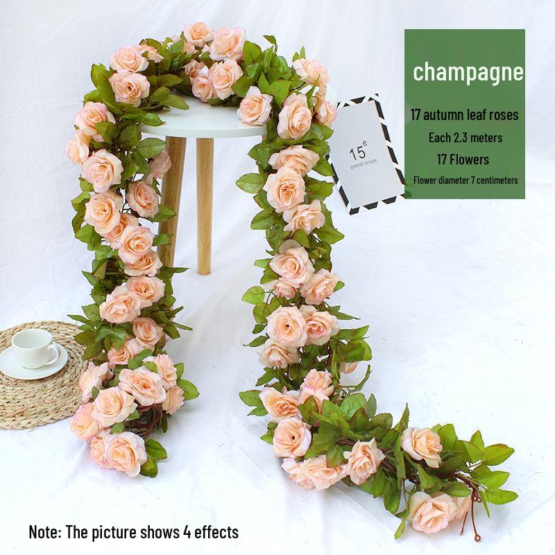 Artificial Rose Vine Garland for Air Conditioning Pipe Decoration