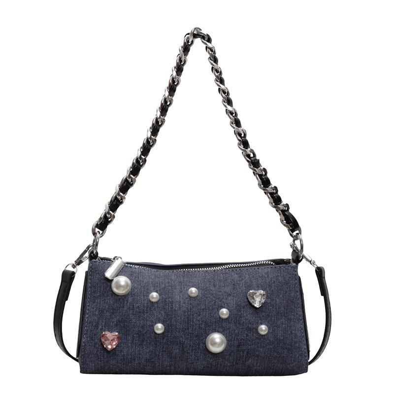 

Сумка-мессенджер Premium Sense с бриллиантовой инкрустацией, женская, универсальная, сумка через плечо, повседневная и модная, сумка подмышкой Tide 22*12*11 чёрный