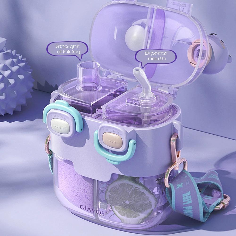 780ML Candy Colored Water Bottle Summer Children's Water Cup Double Cup High Beauty Sports Water Cup Straw Cup Kids Water Cup