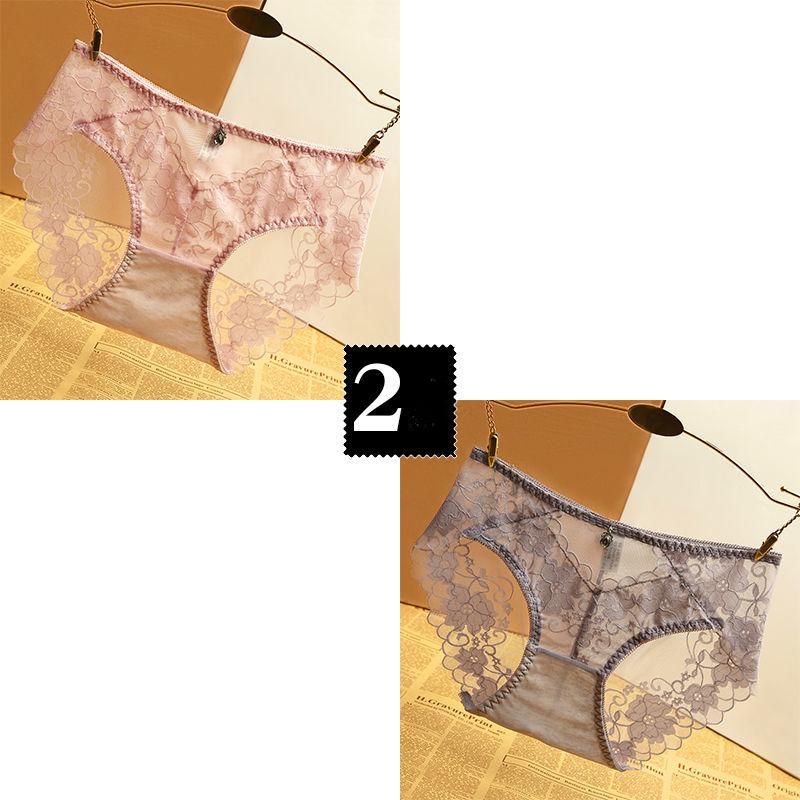 2 Pcs Frauen Höschen Weibliche Sexy Spitze Unterhose Atmungsaktive Dessous Versuchung Transparent Dessous Unterwäsche
