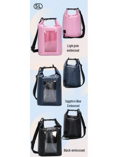 Trekking Waterproof Transparent Barrel Bag - Carbon Fiber Square Beach & Rafting Phone Storage