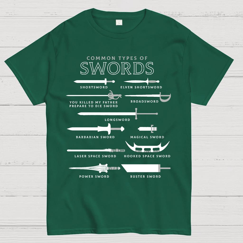 Common Types Of Swords Unisex 100% Cotton Summer Casual Cool Loose T-Shirt