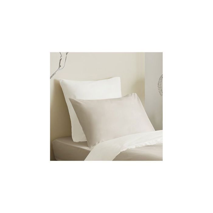 Pack complet 4 pièces Lin/Blanc réversible housse de couette pour lit 90 x 190 cm